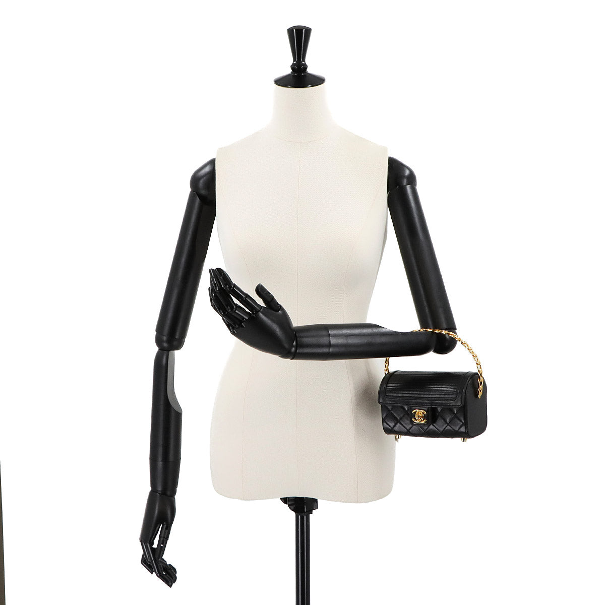 Matelasse Top Handle Flap Hand Bag Leather Black Vintage Purse