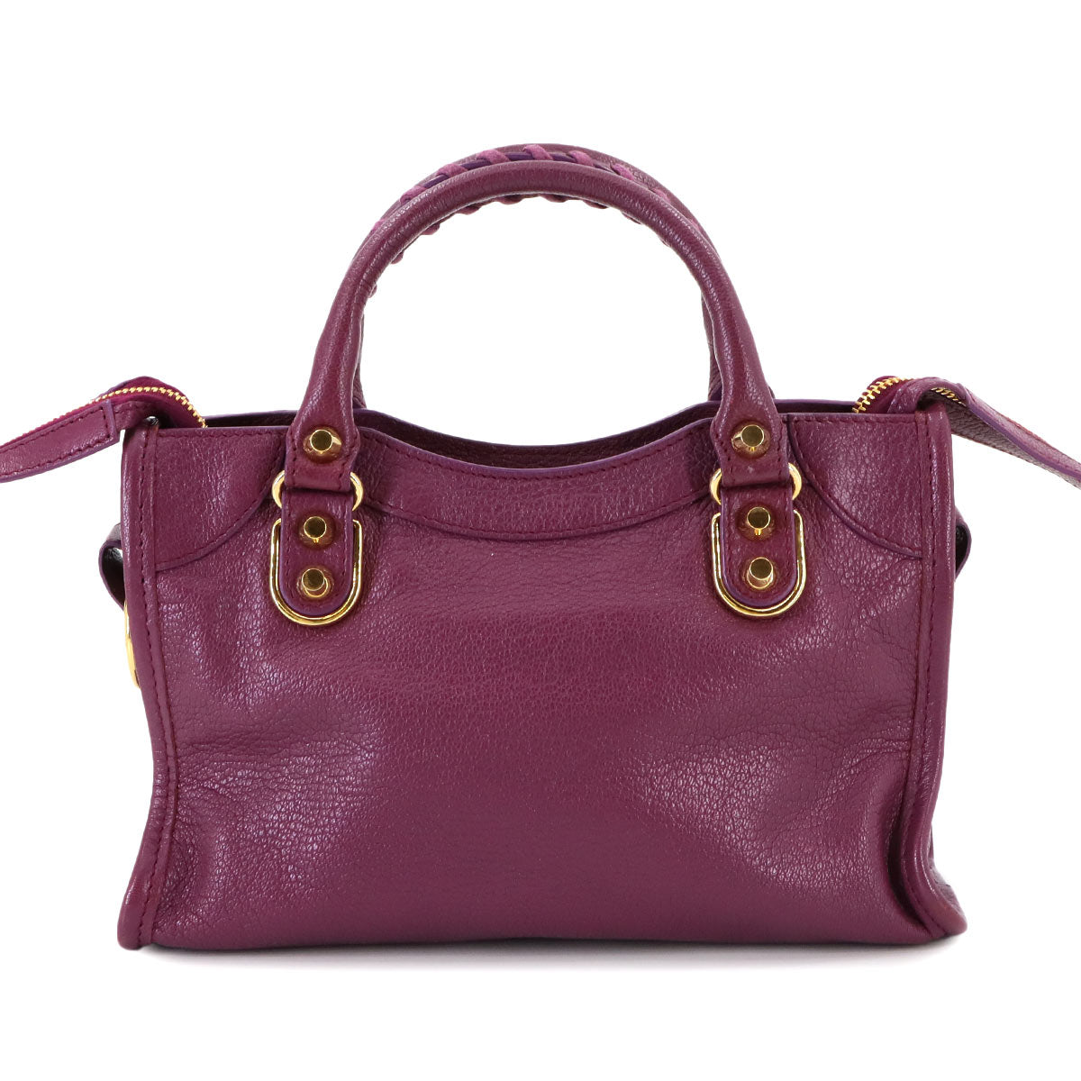 BALENCIAGA Classic Mini City Hand Shoulder Bag Leather Purple