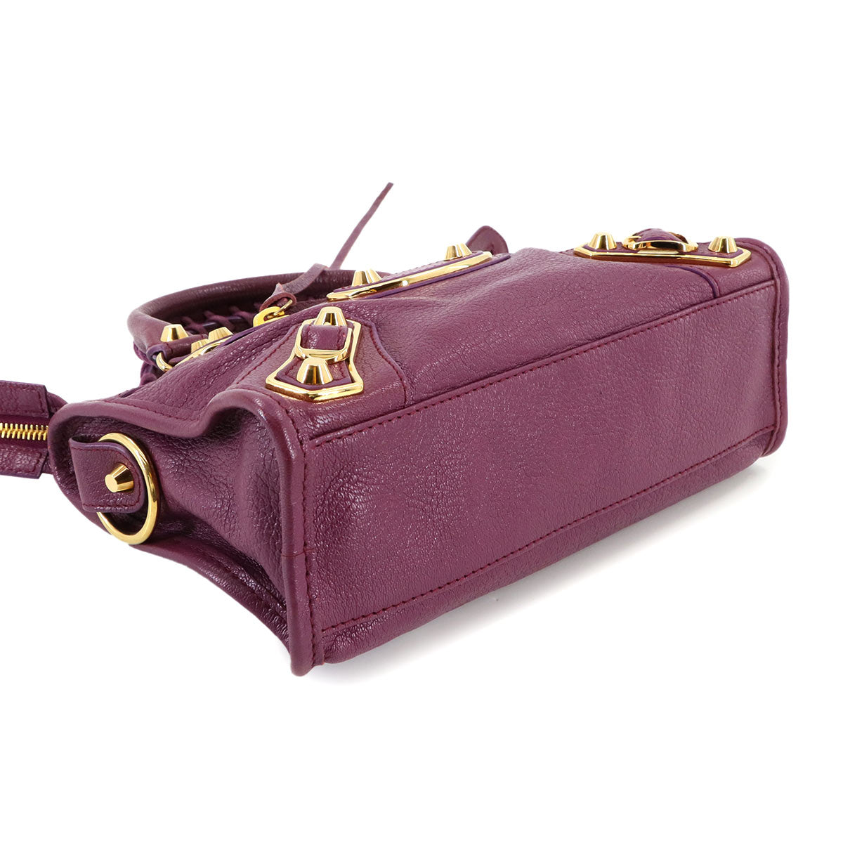 BALENCIAGA Classic Mini City Hand Shoulder Bag Leather Purple