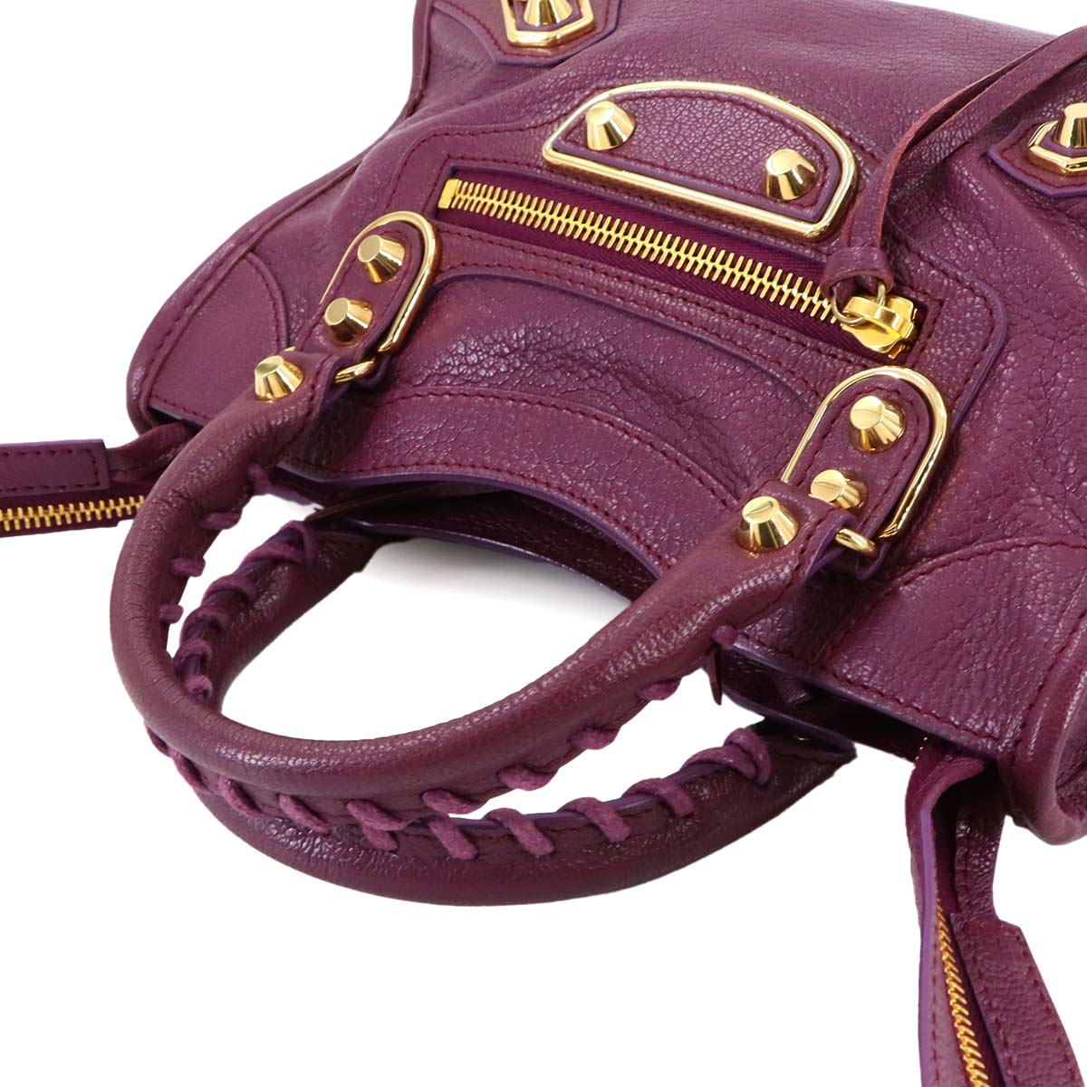 BALENCIAGA Classic Mini City Hand Shoulder Bag Leather Purple