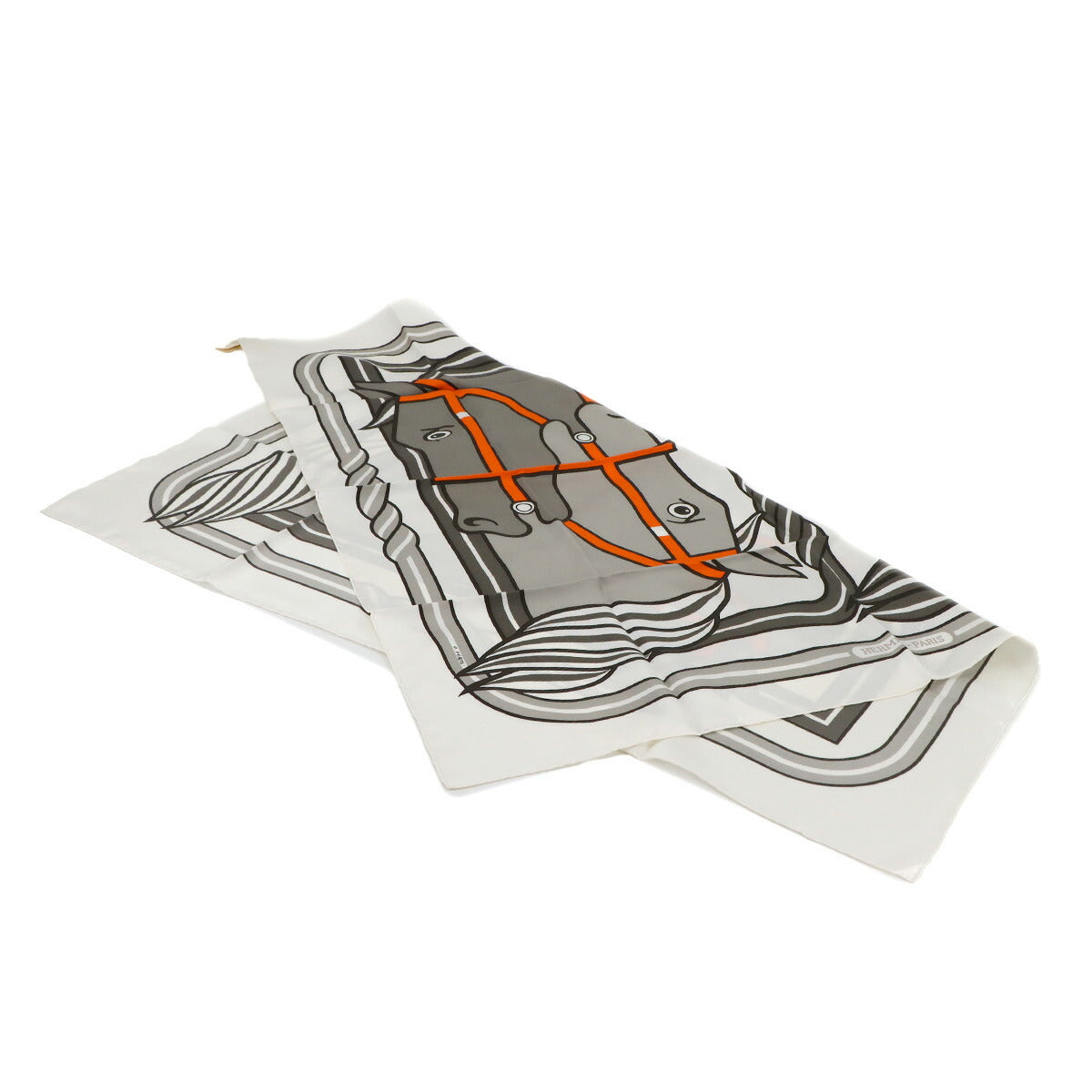 Carre 90 Scarf Quadrige Silk Blanc Sepia Orange