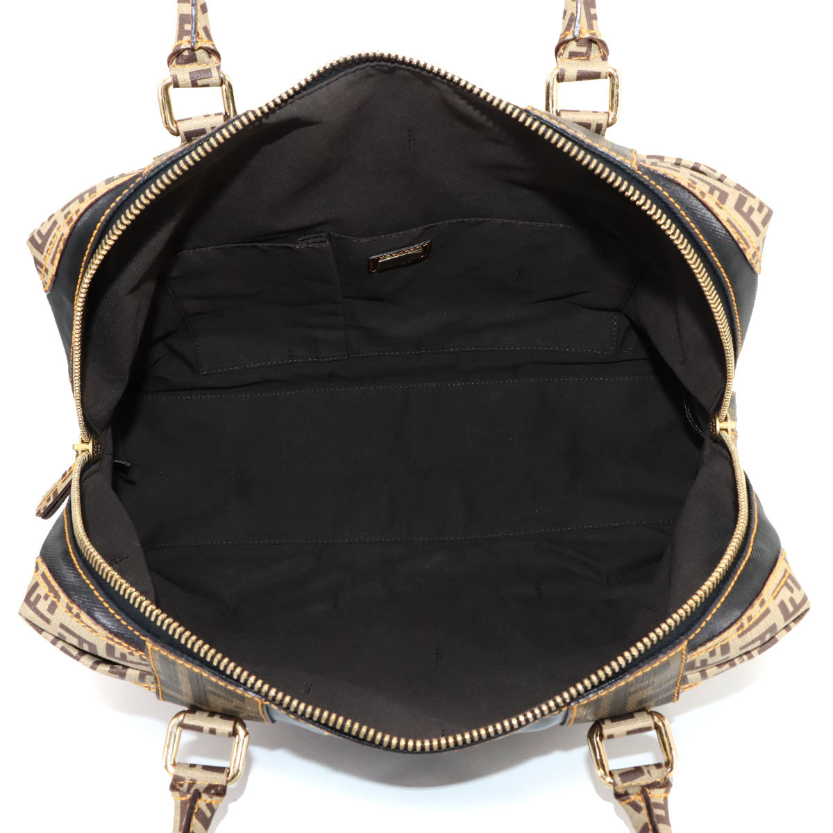 FENDI Zucca Zucchi Hand Bag Canvas PVC Black Brown 8BL095 Vintage Purse