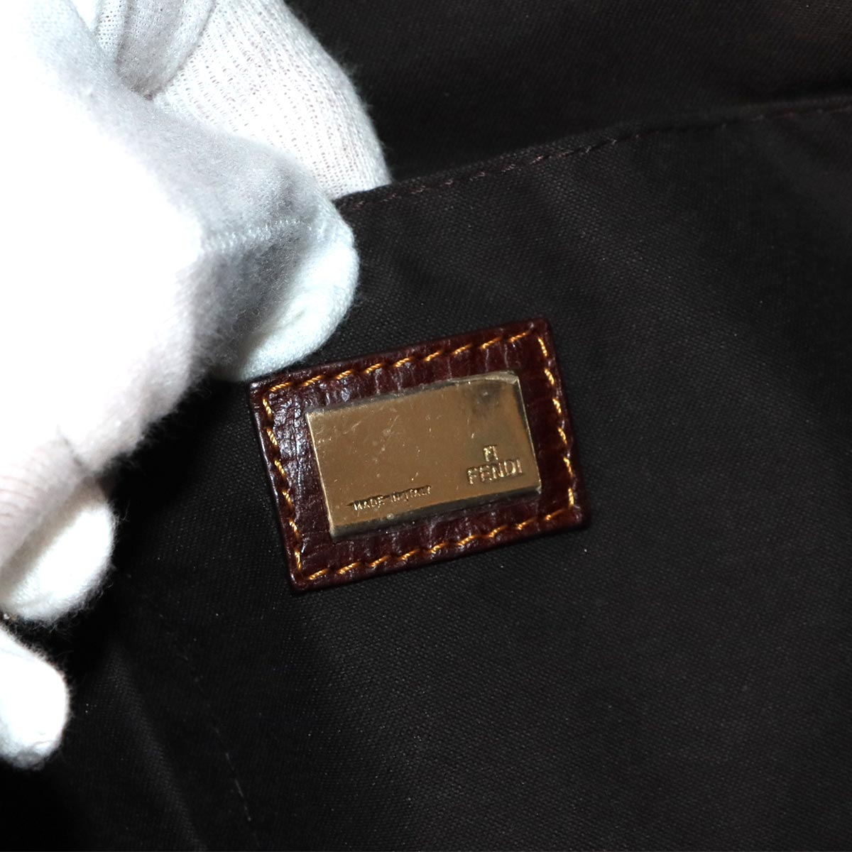 FENDI Zucca Zucchi Hand Bag Canvas PVC Black Brown 8BL095 Vintage Purse