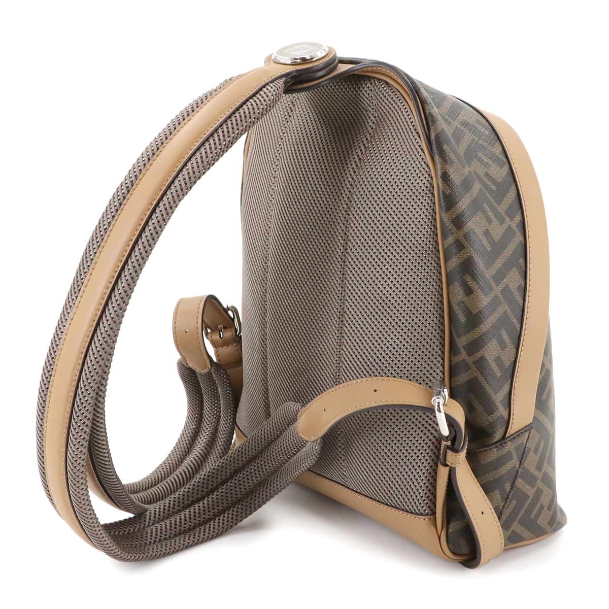 Diagonal Chiodo Small Backpack PVC Leather Brown 7VZ077 Purse