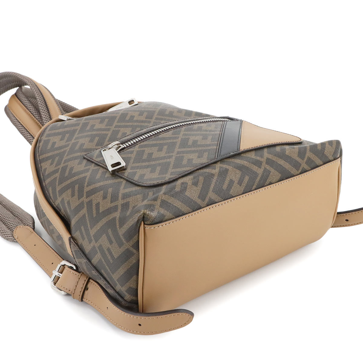 Diagonal Chiodo Small Backpack PVC Leather Brown 7VZ077 Purse