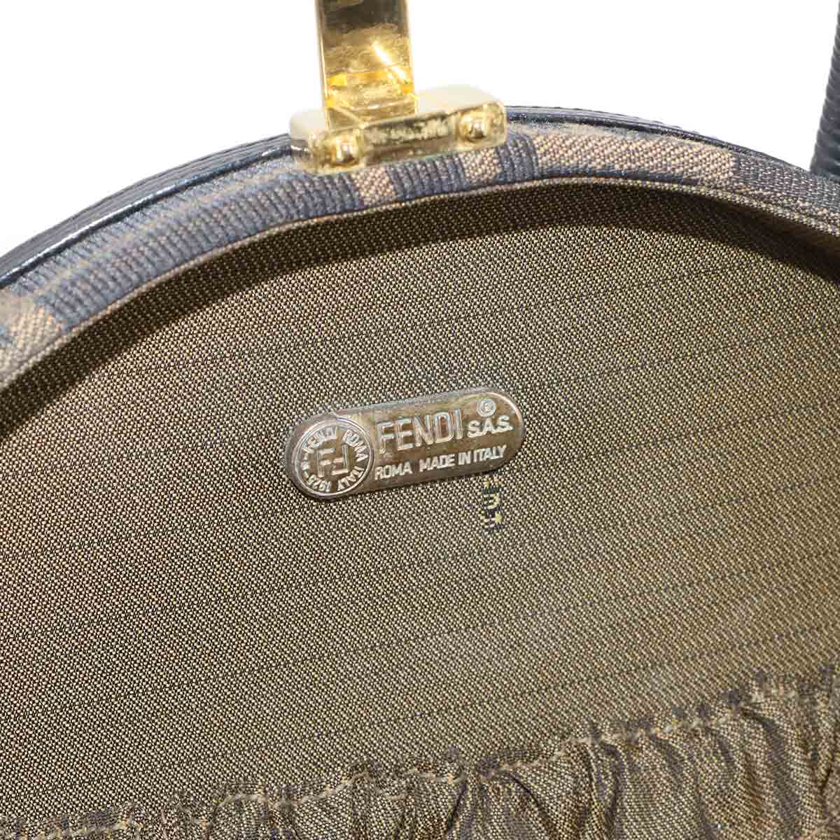 Zucca Hand Shoulder Bag Canvas Leather Brown Black Vintage