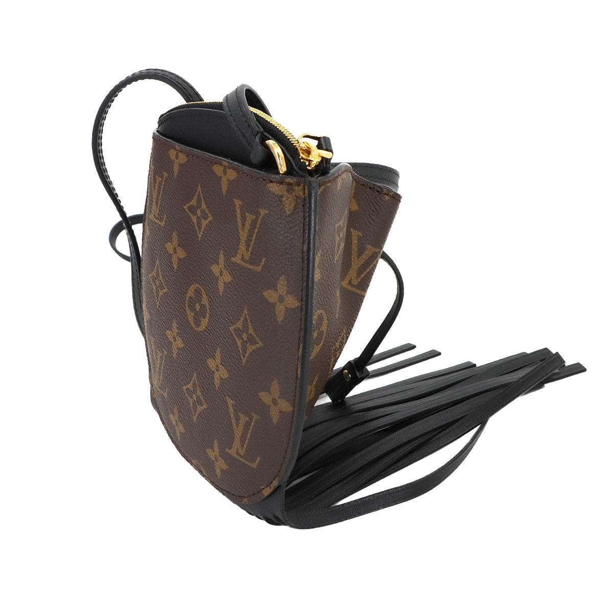 Monogram Fringed Mini Noe Shoulder Bag Brown M67802