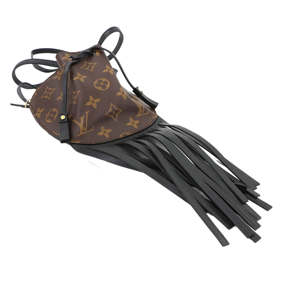 Monogram Fringed Mini Noe Shoulder Bag Brown M67802