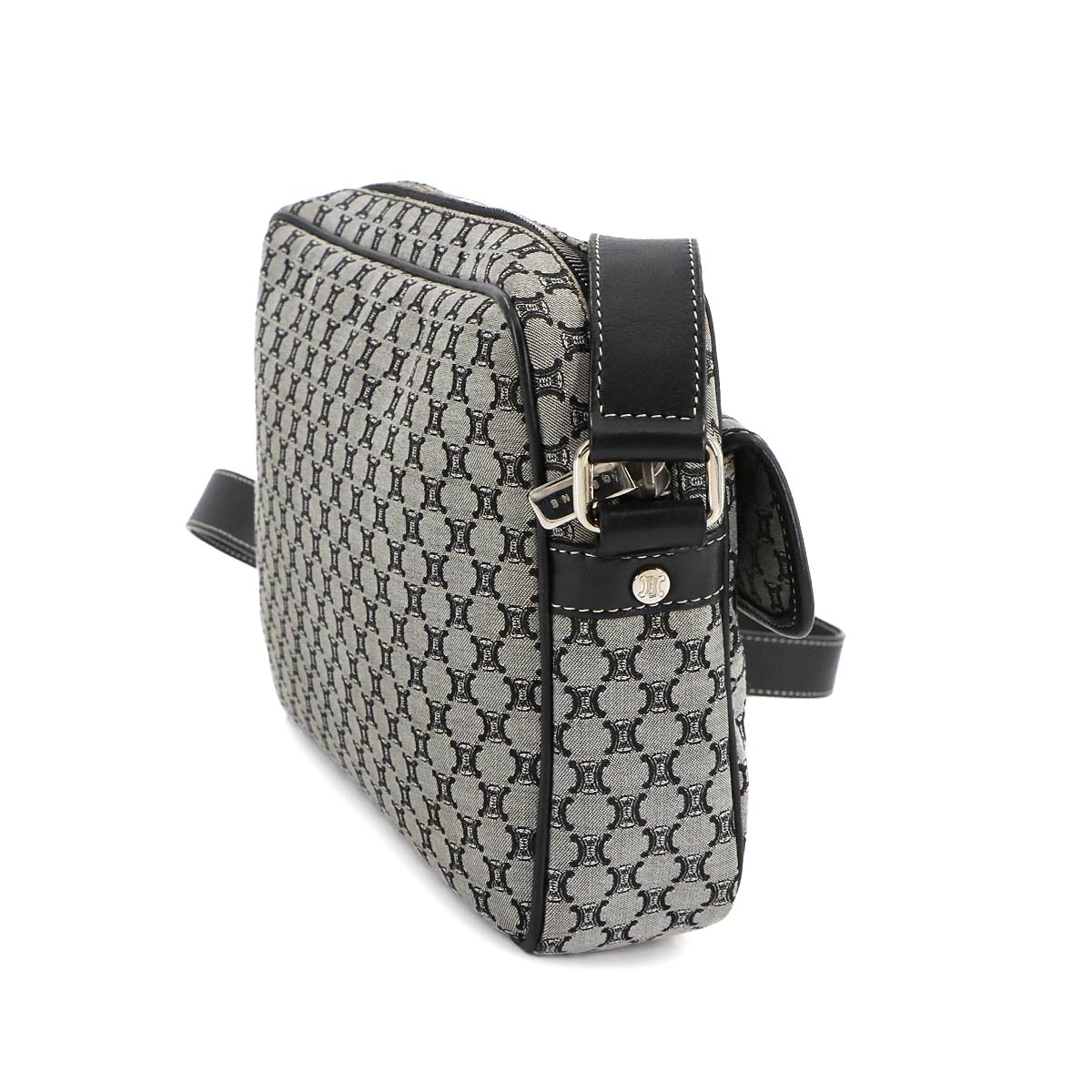 Macadam Shoulder Bag Canvas Leather Gray Black Purse