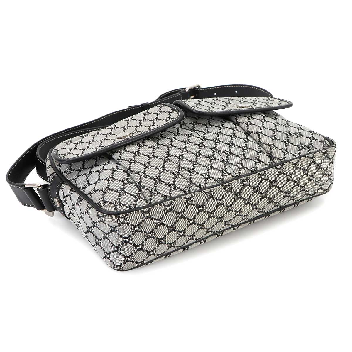 Macadam Shoulder Bag Canvas Leather Gray Black Purse