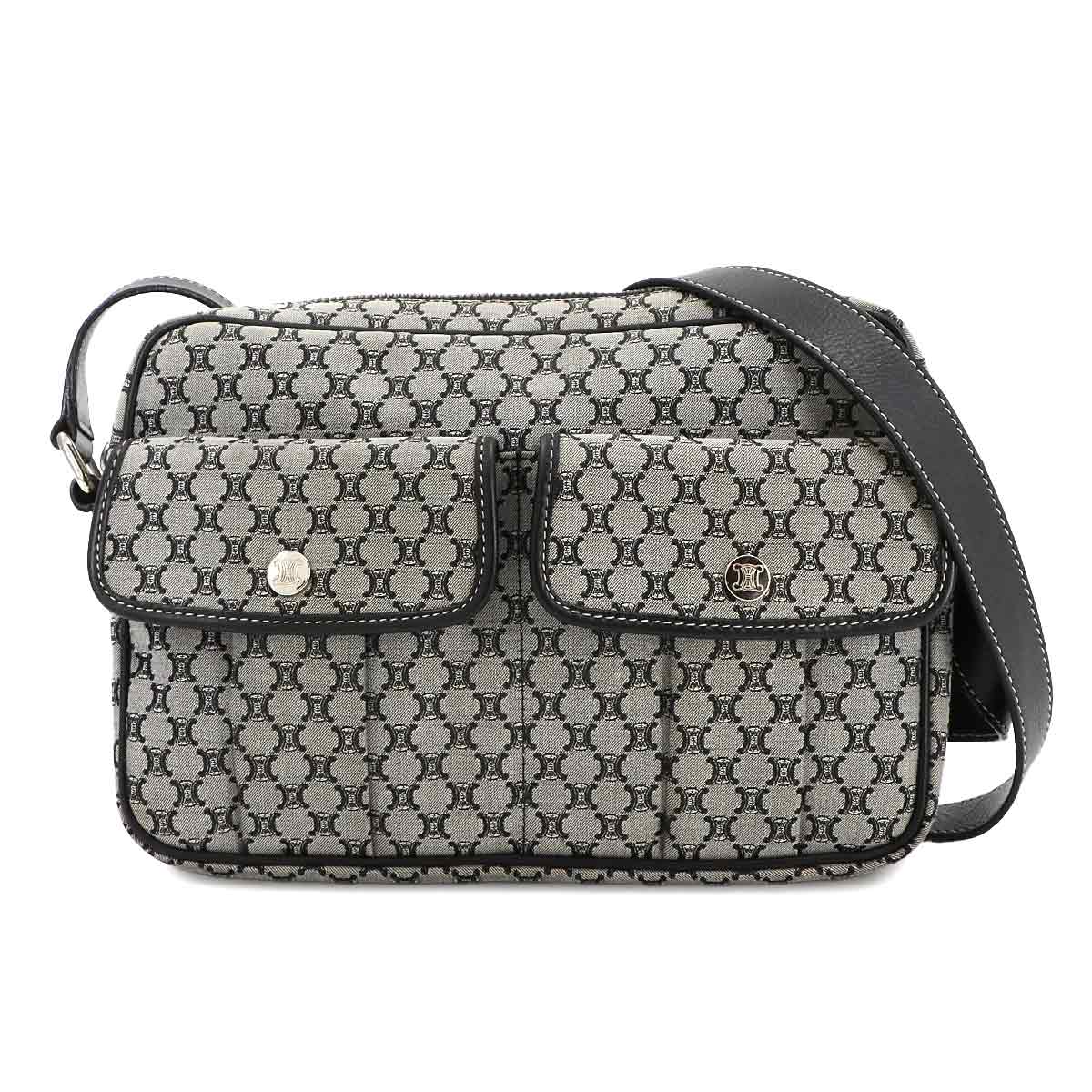 Macadam Shoulder Bag Canvas Leather Gray Black Purse