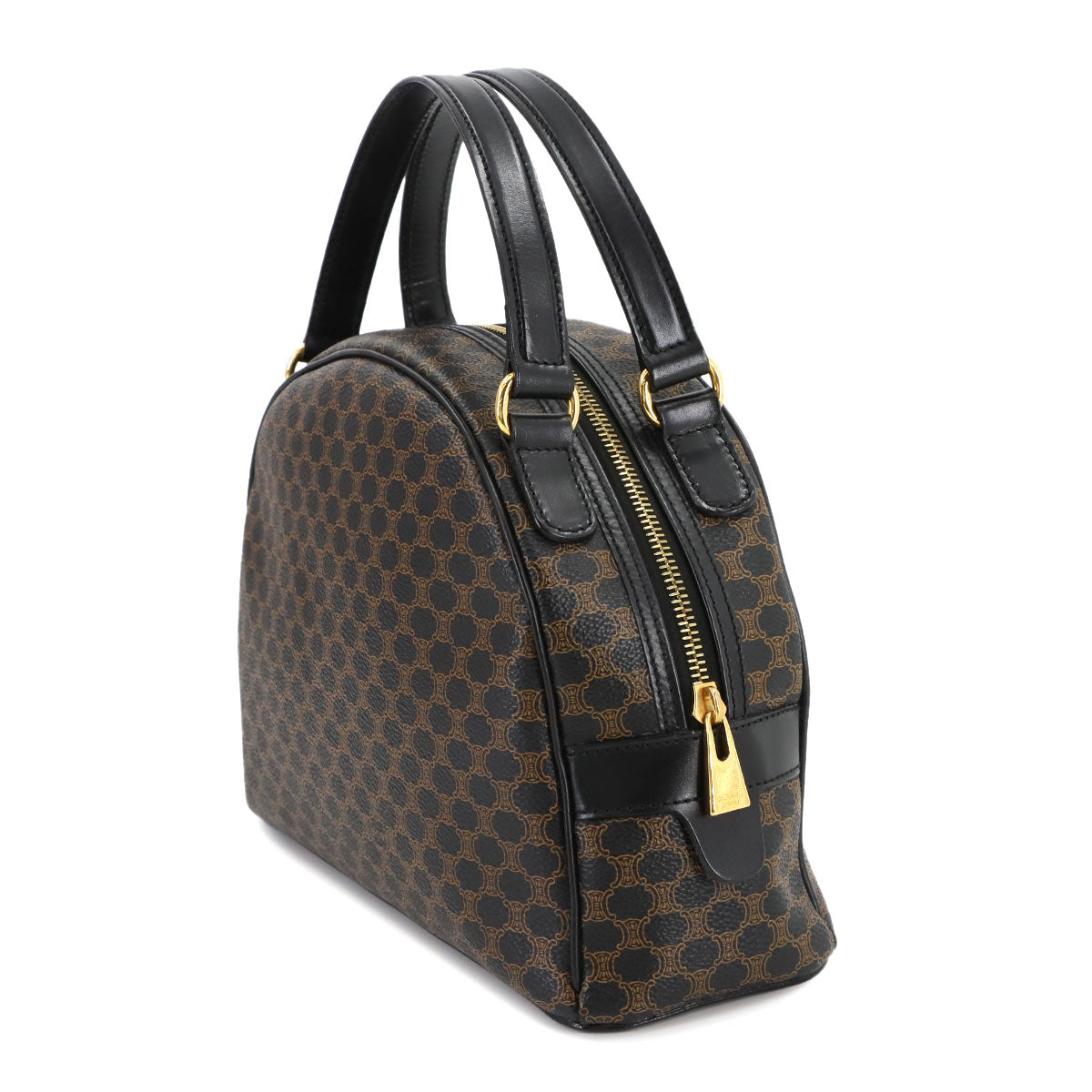 Macadam Hand Bag PVC Leather Black Brown Purse Vintage