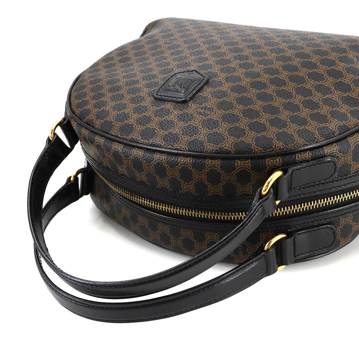 Macadam Hand Bag PVC Leather Black Brown Purse Vintage