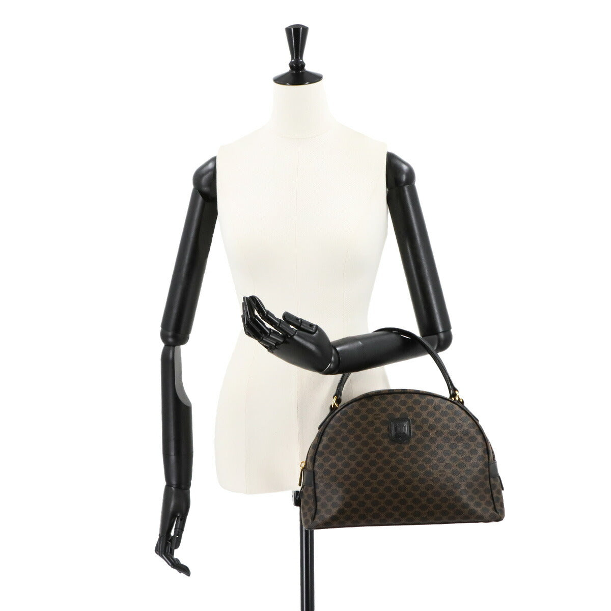 Macadam Hand Bag PVC Leather Black Brown Purse Vintage