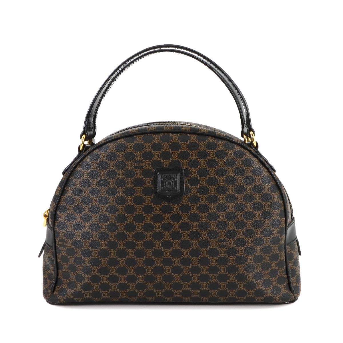 Macadam Hand Bag PVC Leather Black Brown Purse Vintage