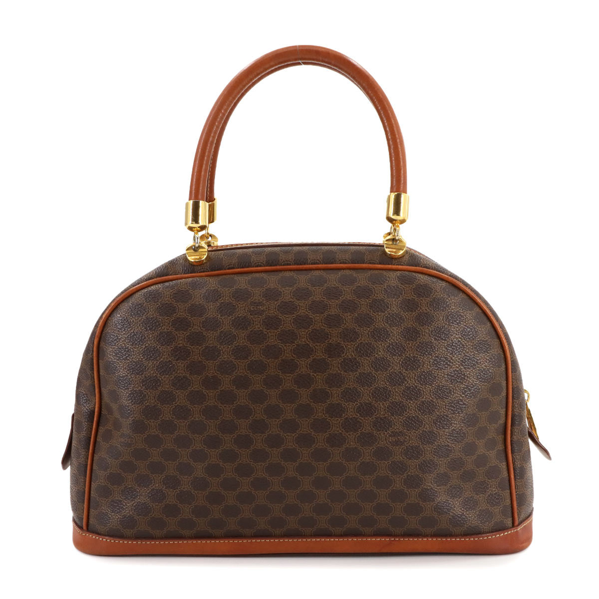 Macadam Hand Bag PVC Leather Brown Vintage