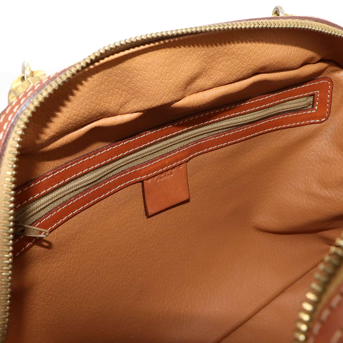 Macadam Hand Bag PVC Leather Brown Vintage