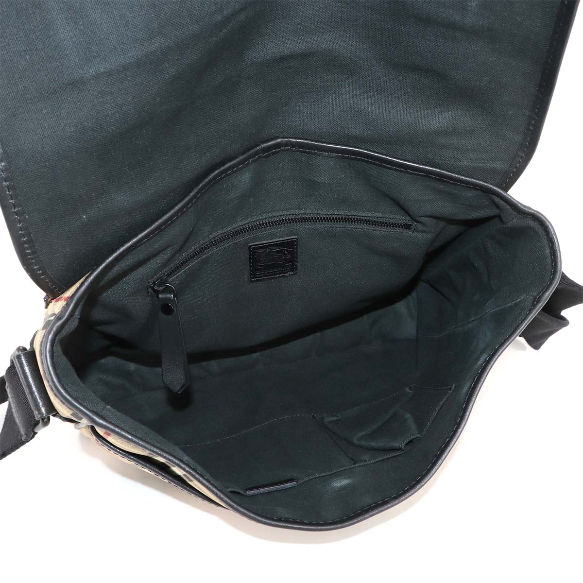 Plaid Messenger Shoulder Bag PVC Leather Beige Haymarket Check