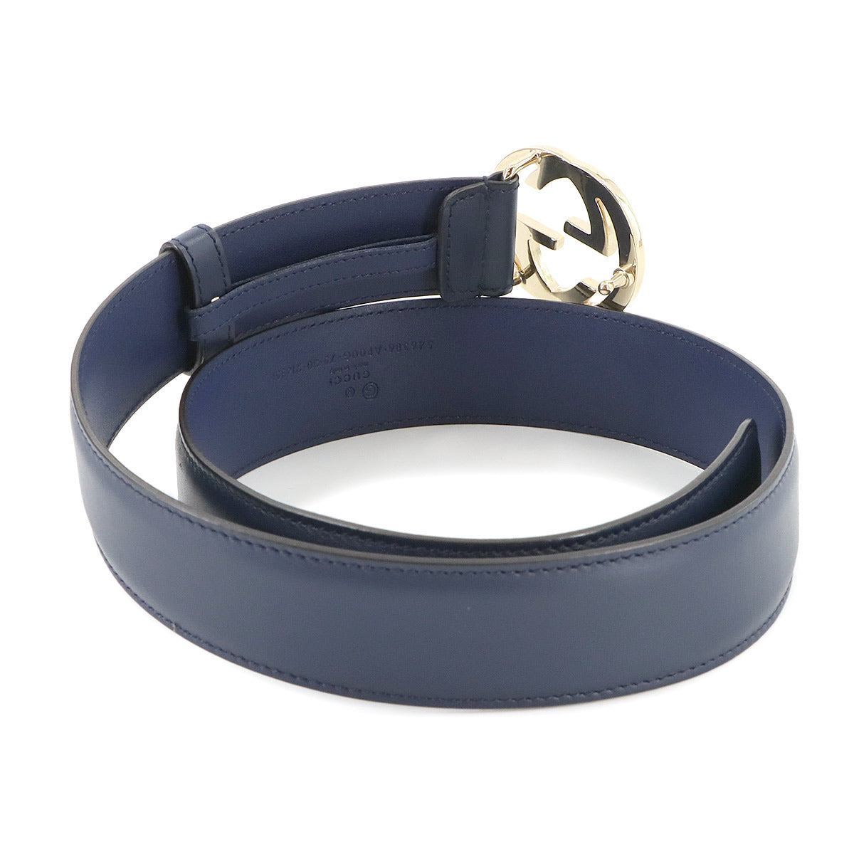 Interlocking G Belt Leather Navy 75 546386 Logos