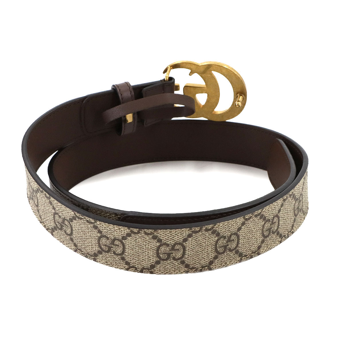 GG Marmont Thin Belt GG Canvas Leather Brown 75 625839 Logos