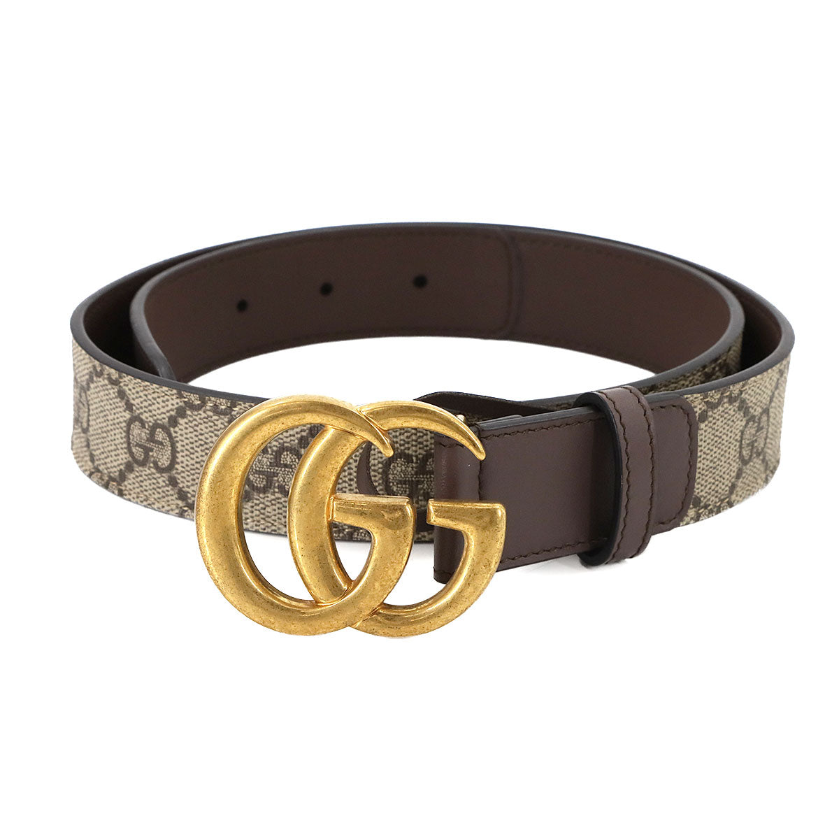 GG Marmont Thin Belt GG Canvas Leather Brown 75 625839 Logos