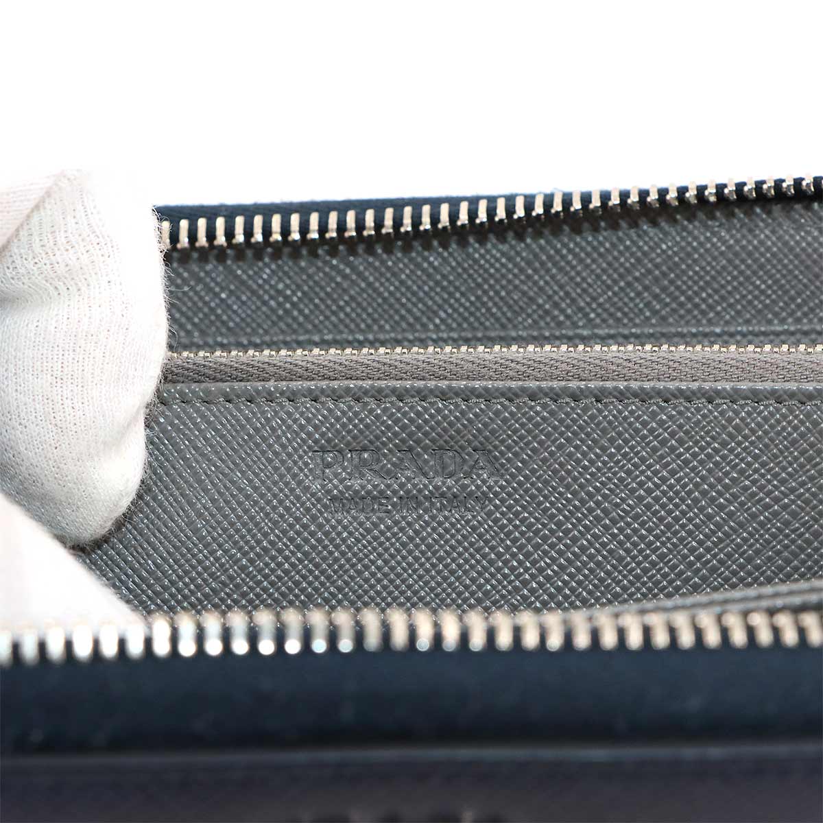 PRADA Zipped Around Long Wallet Saffiano Leather Navy 2ML317