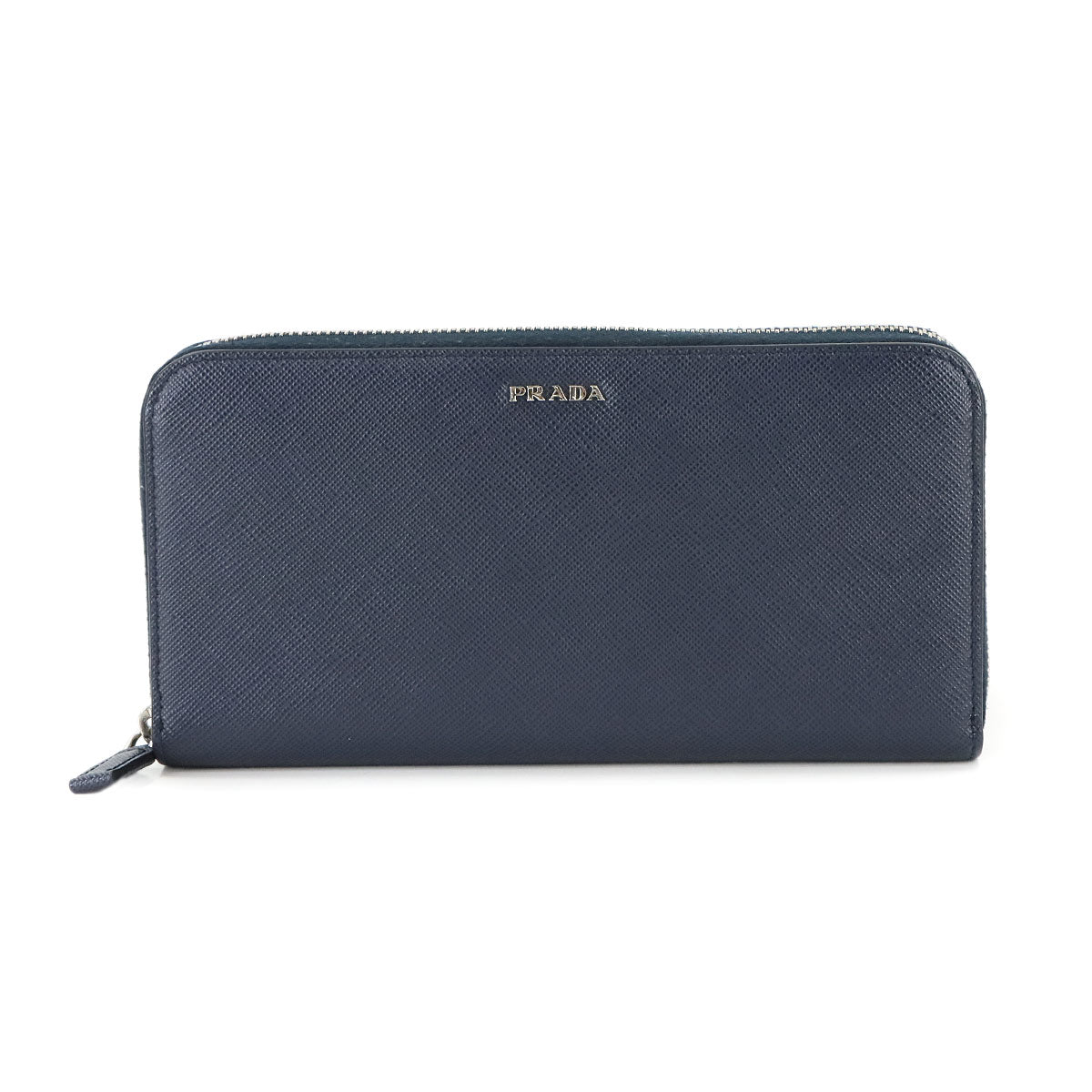 PRADA Zipped Around Long Wallet Saffiano Leather Navy 2ML317