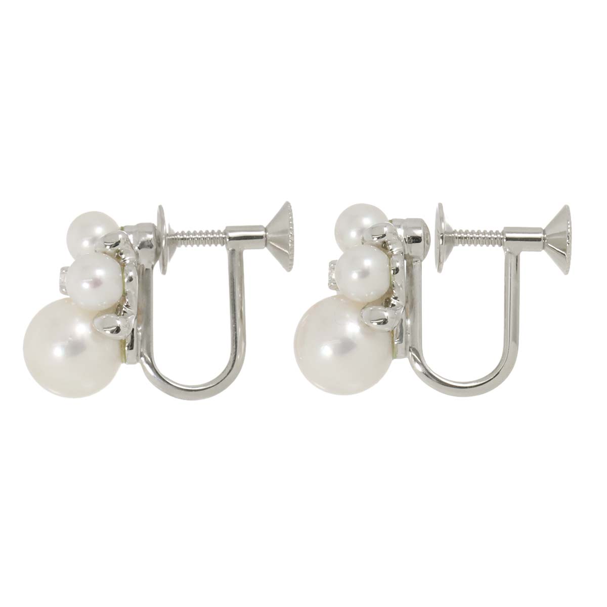 Akoya Pearl 7.0-4.0mm Diamond Earrings 18K WG 750