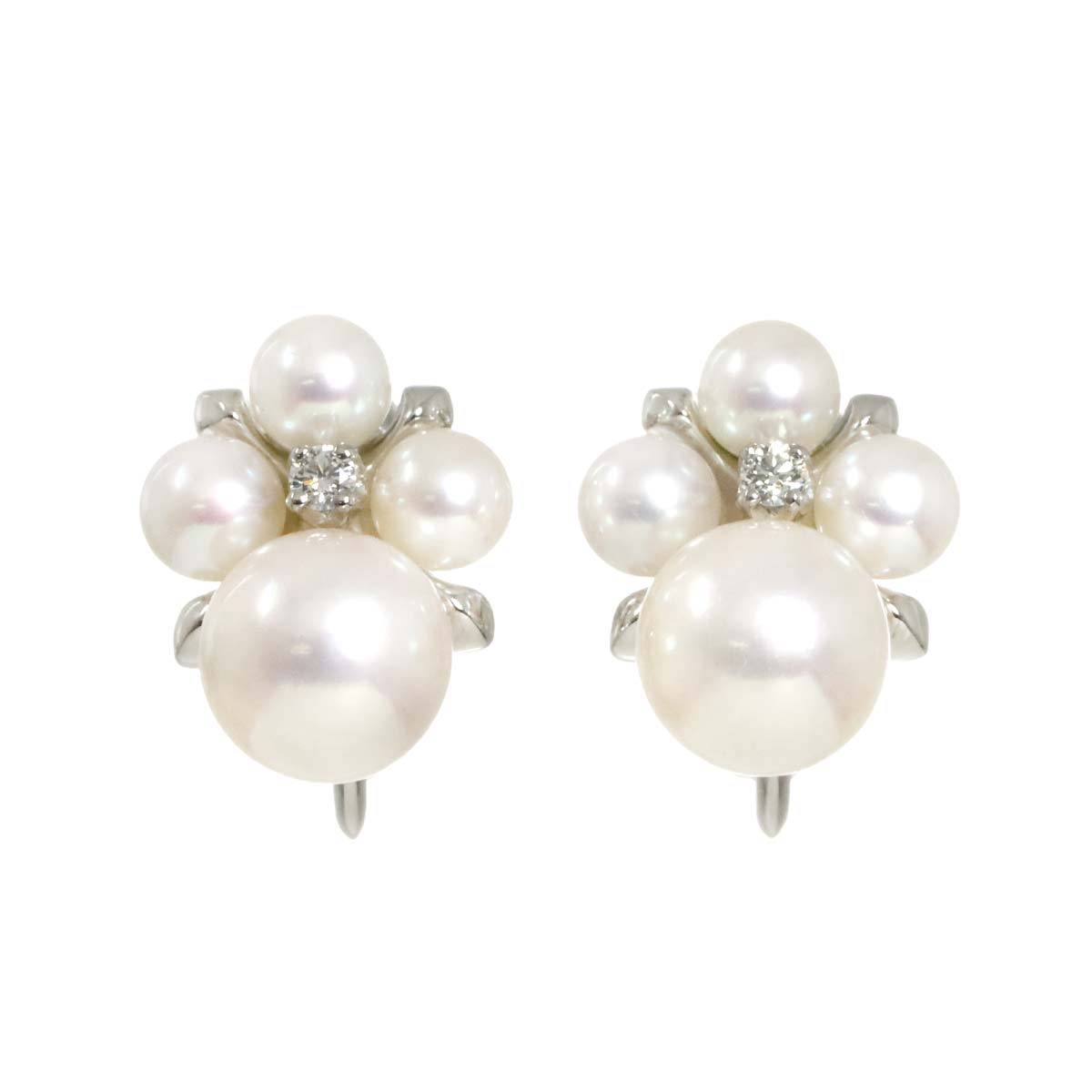Akoya Pearl 7.0-4.0mm Diamond Earrings 18K WG 750
