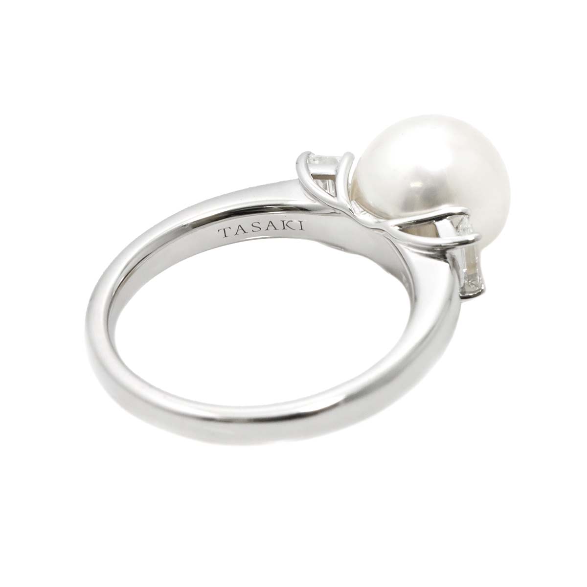 Akoya Pearl 9.1mm Diamond 0.29ct Ring 18K WG 750 5.5-5.75(US)