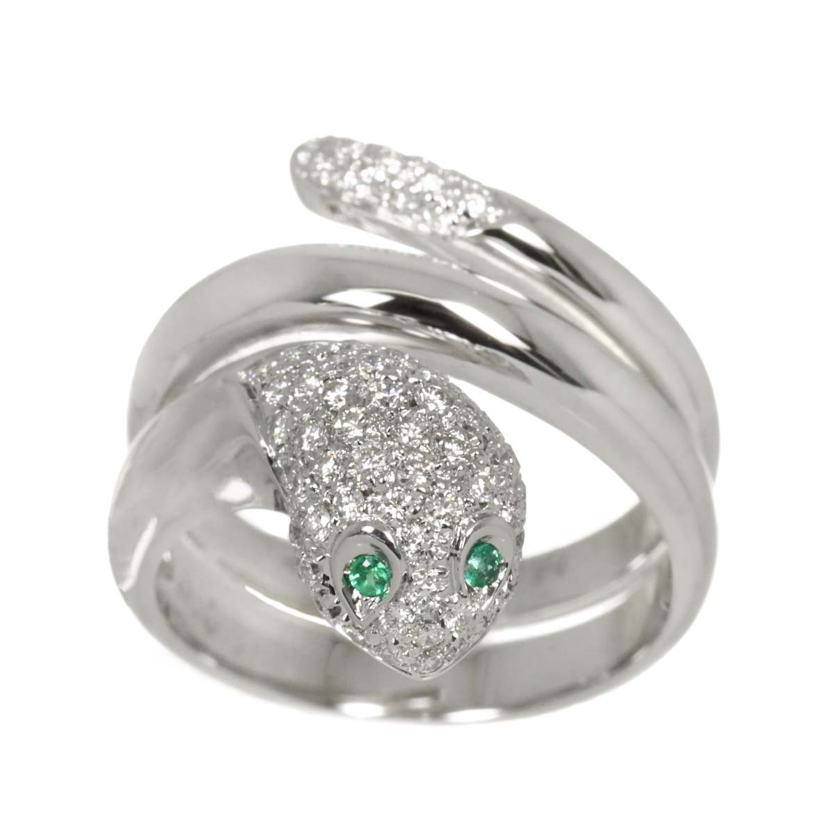 Diamond 0.56ct Emerald Ring 18K WG 750 Size7.25-7.5(US)