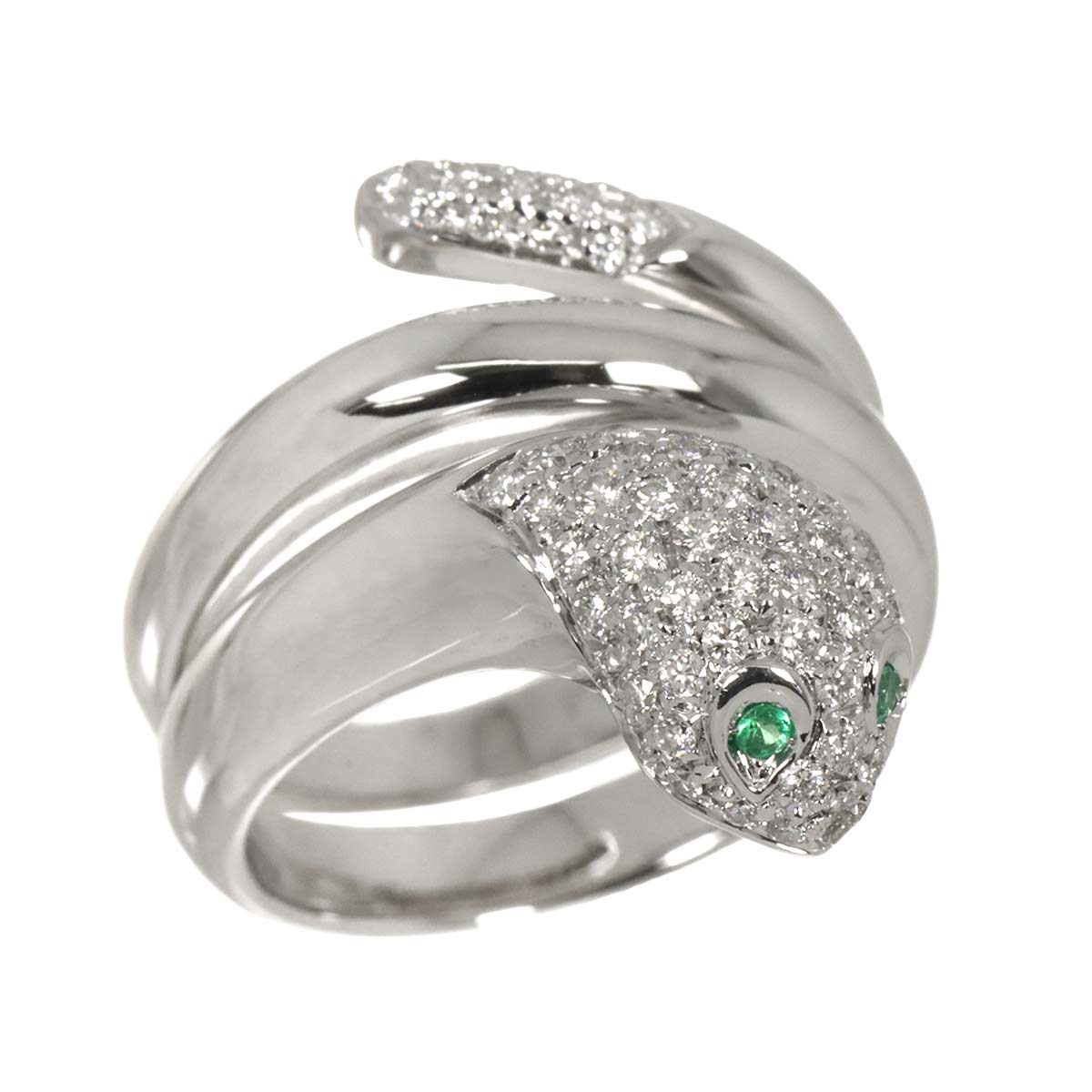 Diamond 0.56ct Emerald Ring 18K WG 750 Size7.25-7.5(US)