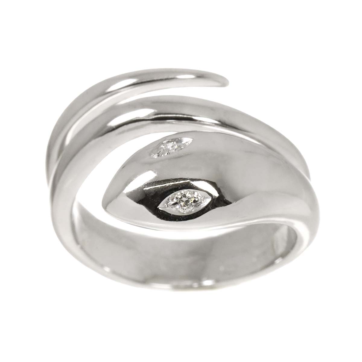 Diamond 0.03ct Ring 18K K18 WG White Gold size5.25-5.5(US)