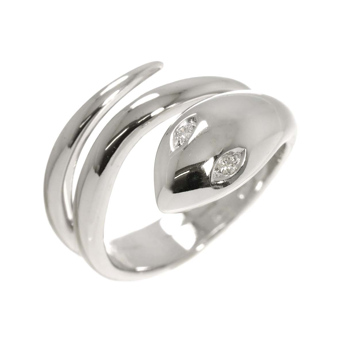 Diamond 0.03ct Ring 18K K18 WG White Gold size5.25-5.5(US)