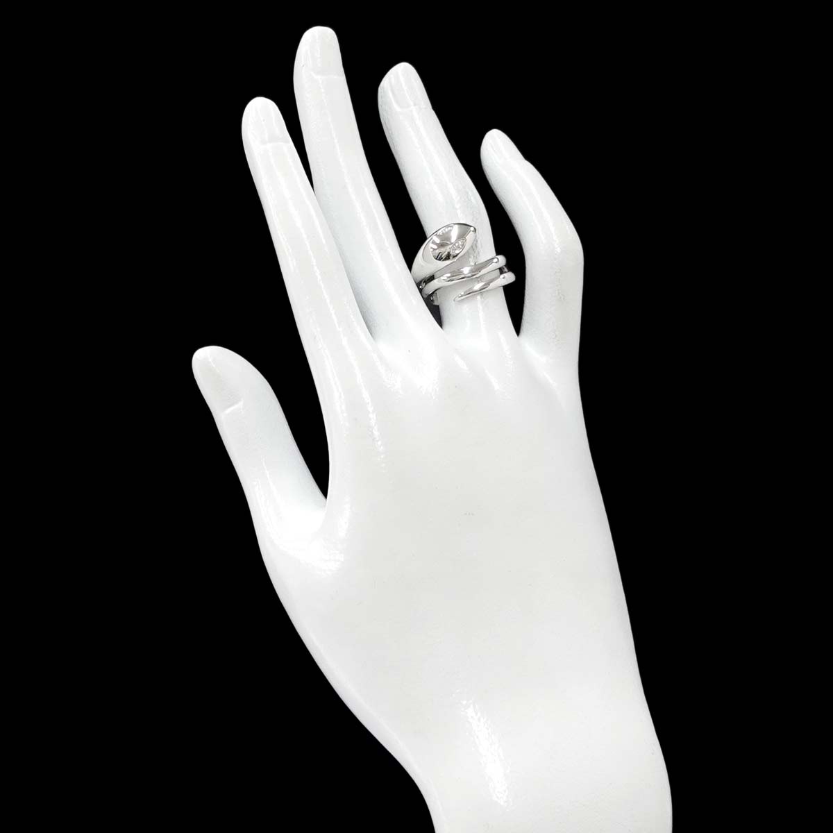 Diamond 0.03ct Ring 18K K18 WG White Gold size5.25-5.5(US)