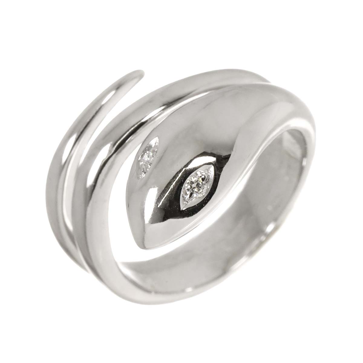 Diamond 0.03ct Ring 18K K18 WG White Gold size5.25-5.5(US)