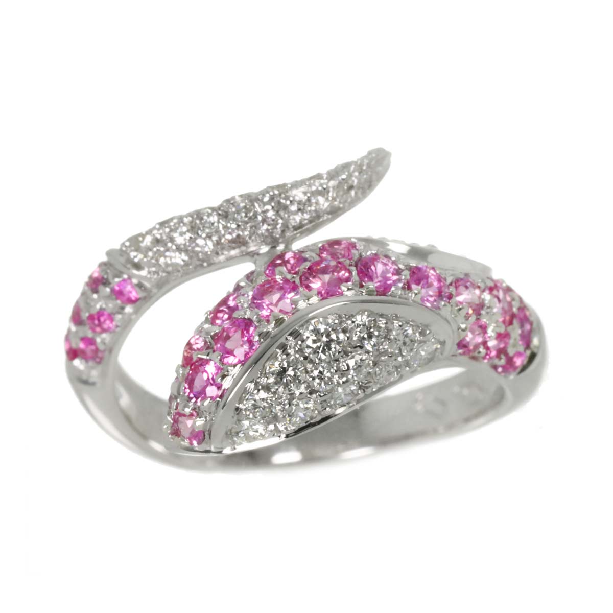 Sapphire Diamond 0.42ct Ring 18K WG 750 size6.5-6.75(US)