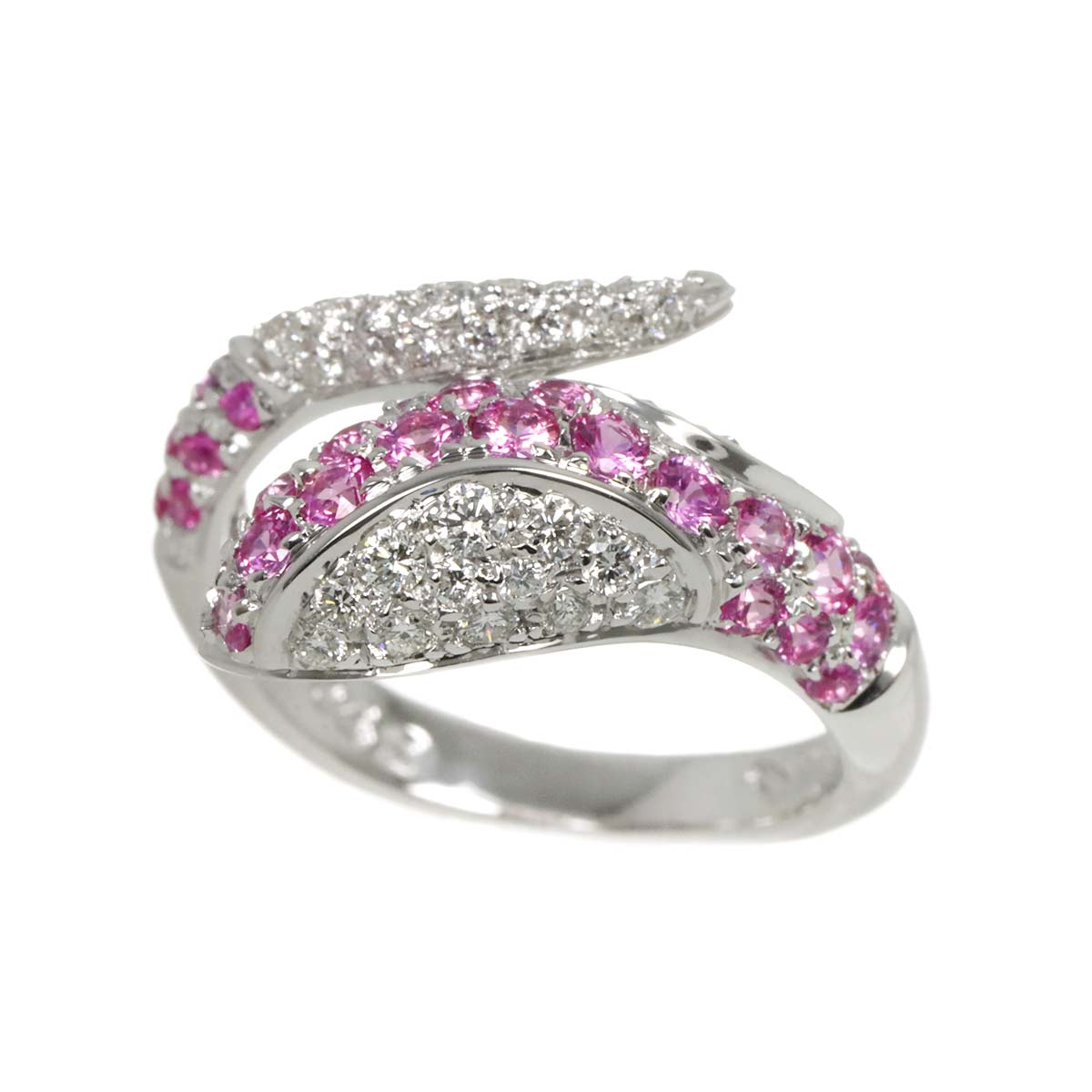 Sapphire Diamond 0.42ct Ring 18K WG 750 size6.5-6.75(US)