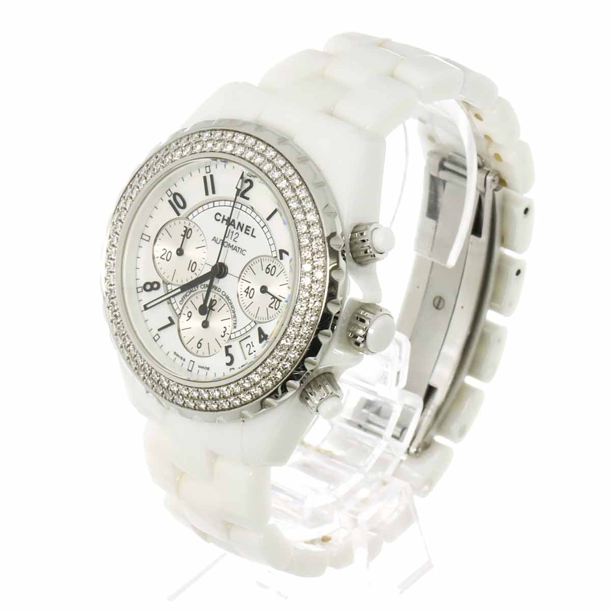 J12 41mm H1008 Date Bezel Diamond Automatic White Dial Mens