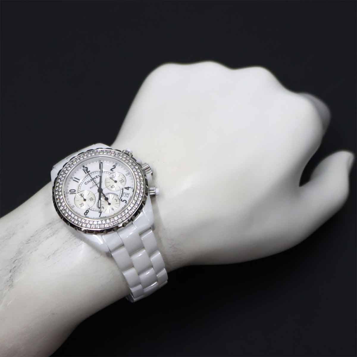 J12 41mm H1008 Date Bezel Diamond Automatic White Dial Mens