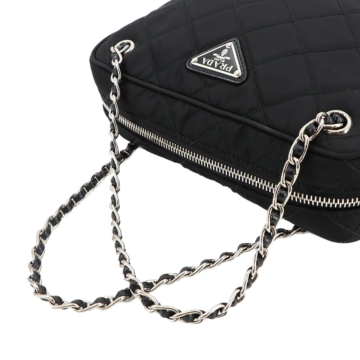 2way Chain Hand Shoulder Bag Nylon Nero Black 1BH910 Purse