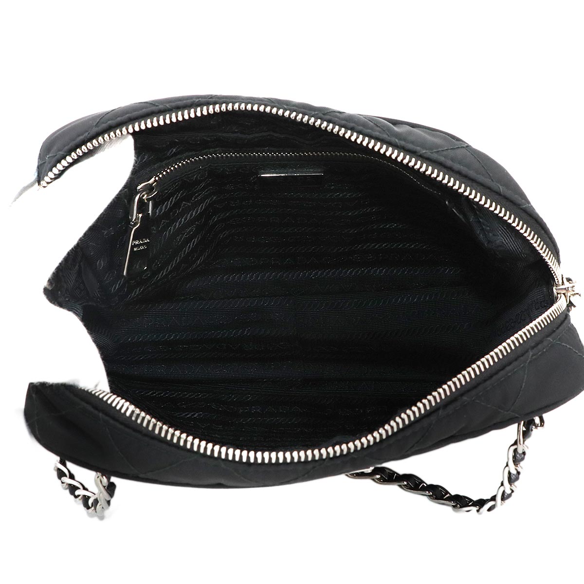 2way Chain Hand Shoulder Bag Nylon Nero Black 1BH910 Purse