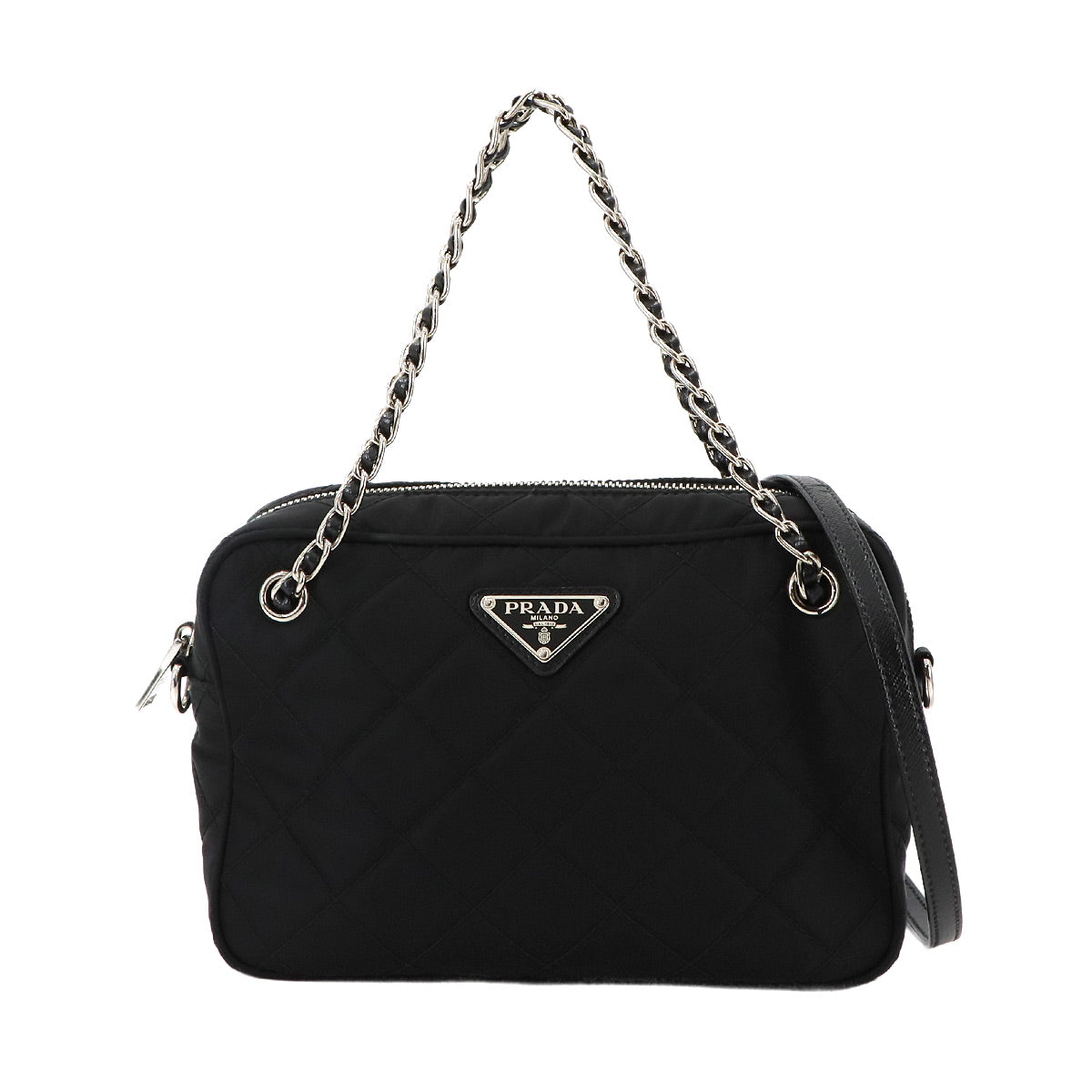 2way Chain Hand Shoulder Bag Nylon Nero Black 1BH910 Purse