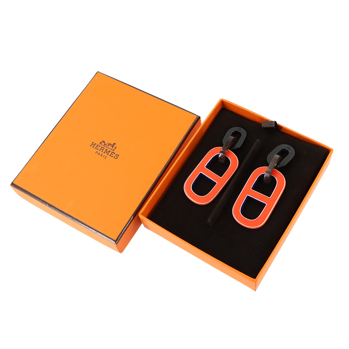 Pigman Earrings Buffalo Horn Orange Pink Silver Accessory