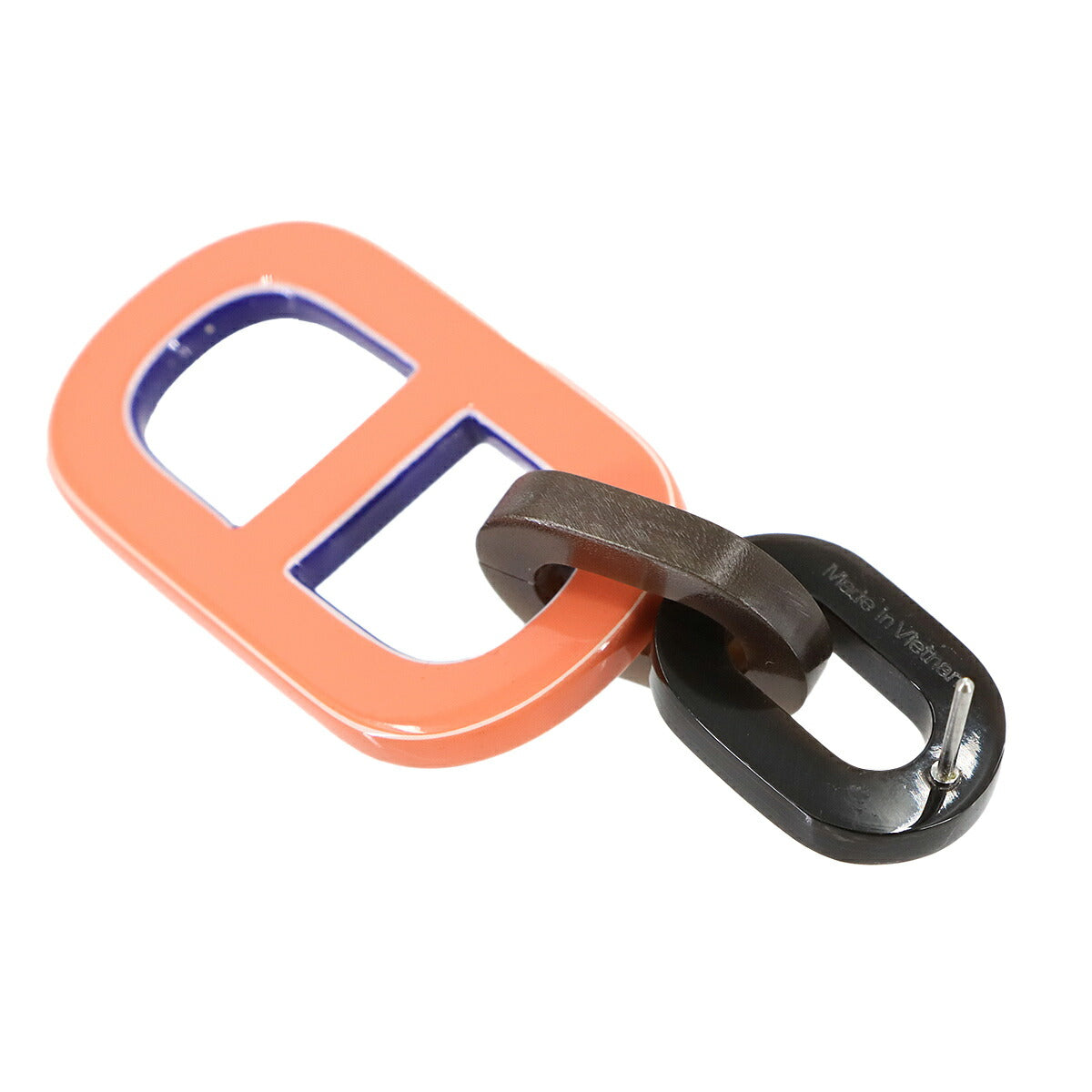 Pigman Earrings Buffalo Horn Orange Pink Silver Accessory