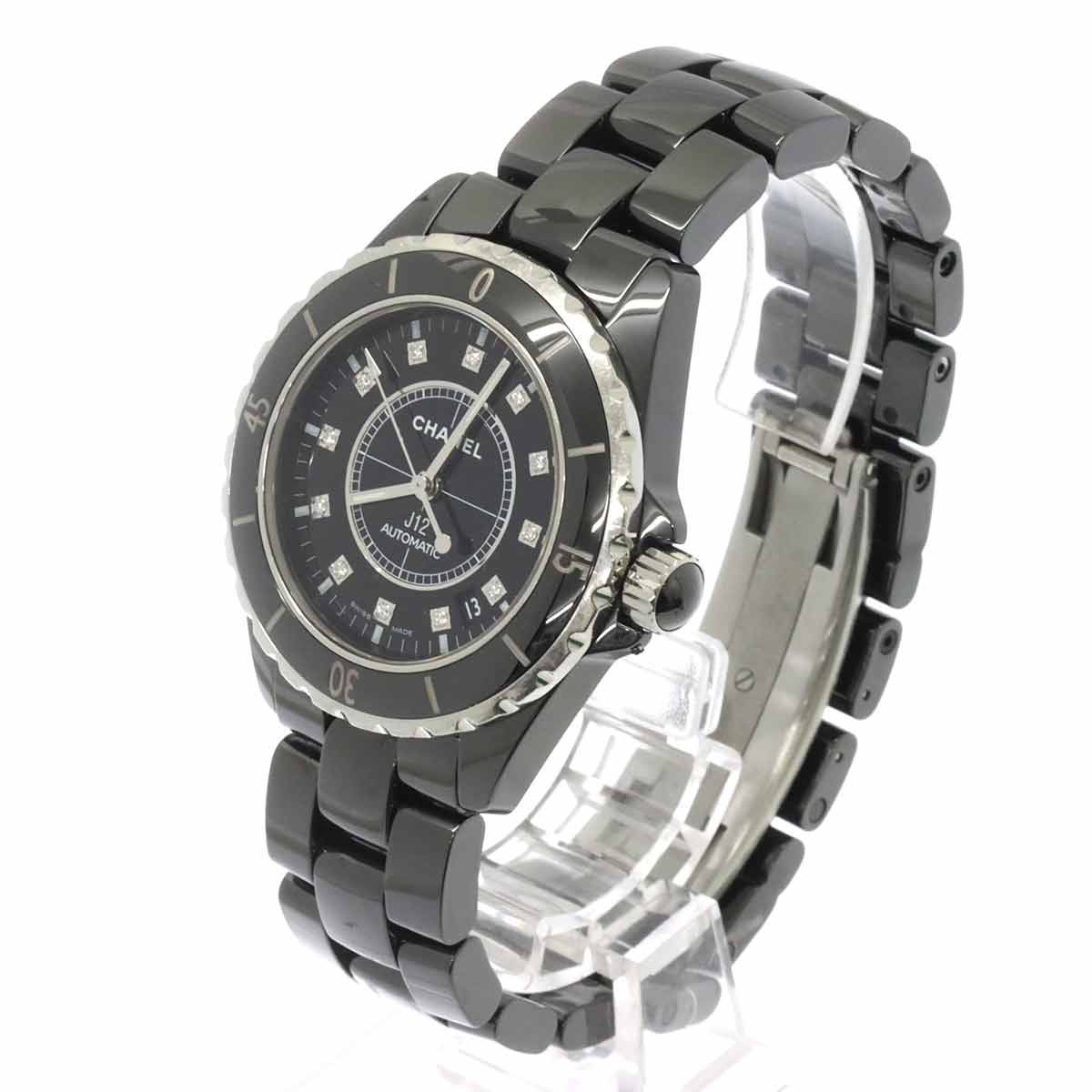 J12 H1626 38mm 12P Diamond Automatic Black Dial Mens Watch