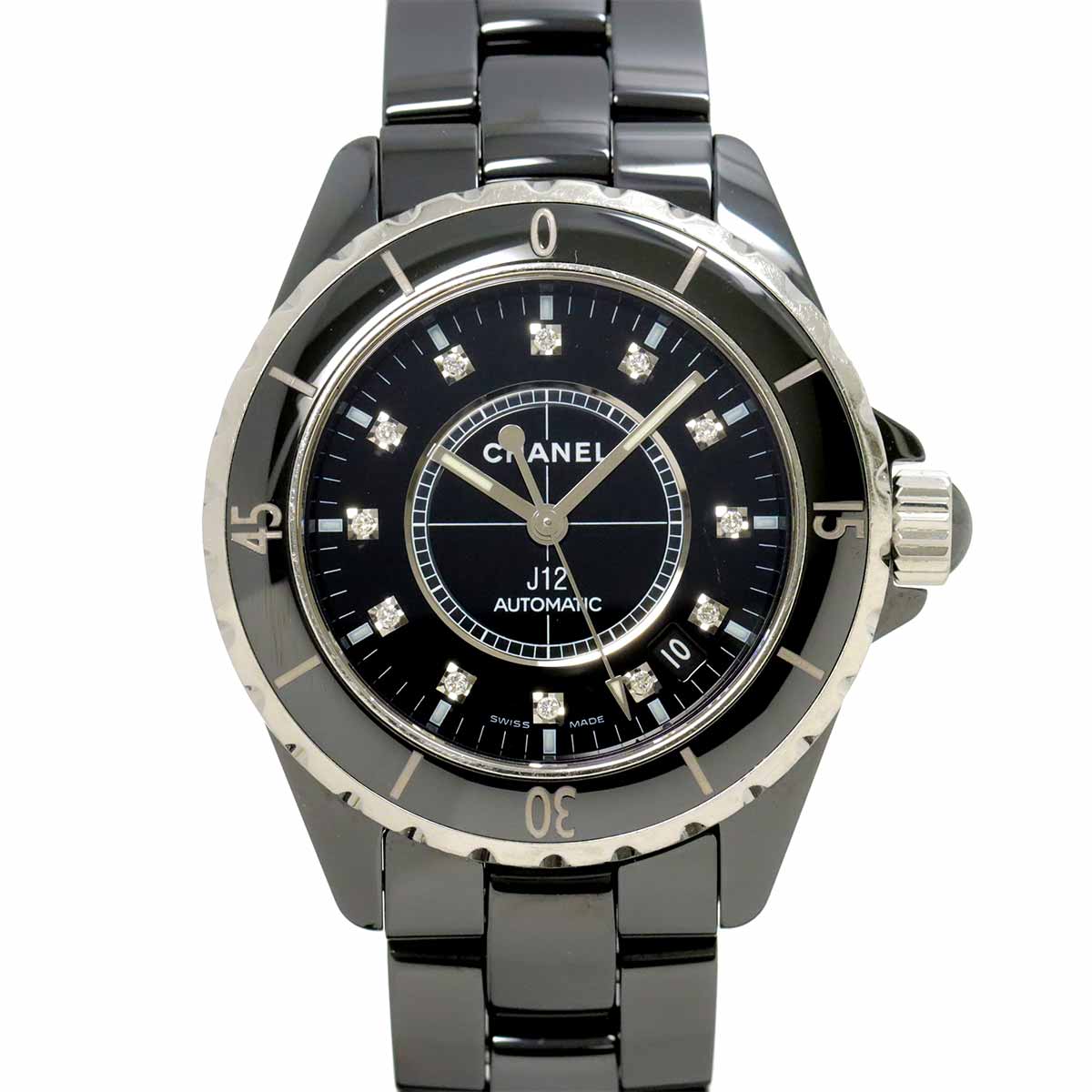 J12 H1626 38mm 12P Diamond Automatic Black Dial Mens Watch