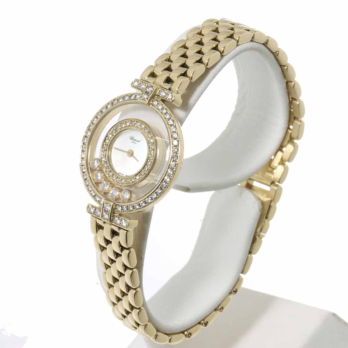 Happy Diamond Bezel 4097/1 Double 750 YG Gold Dial Ladies