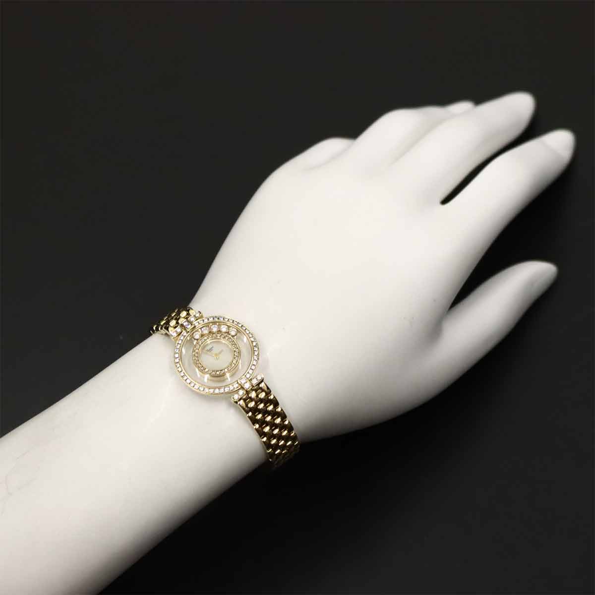 Happy Diamond Bezel 4097/1 Double 750 YG Gold Dial Ladies