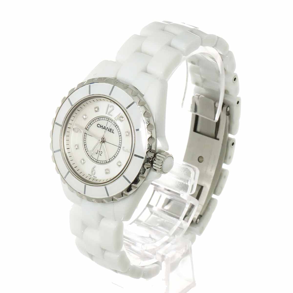 J12 H2422 33mm 8P Diamond Quartz White Shell Dial Ladies Watch